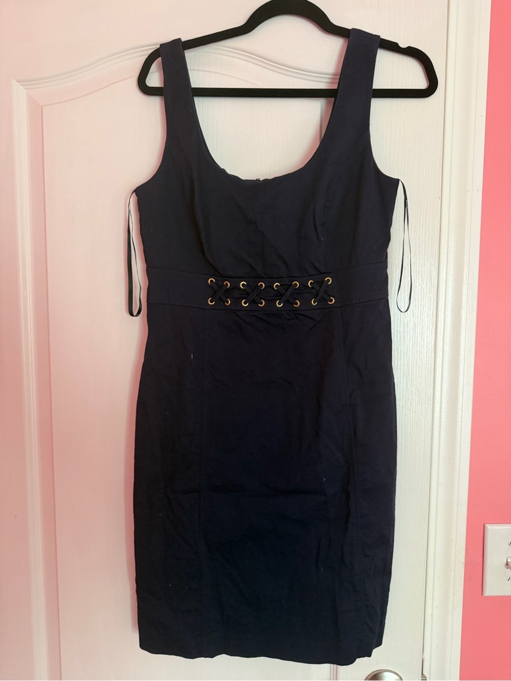 Laundry by Design Navy Lace-Up Waist Mini Dress